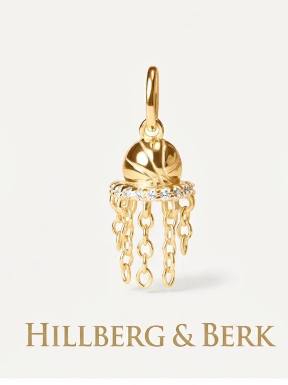 Hillberg & Berk BASKETBALL hoop pendant charm 
14k Gold plating Sterling Silver